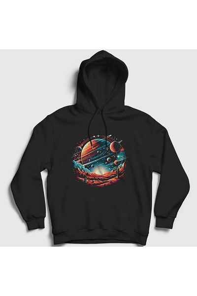 Presmono Space Hooded Unisex Μαύρο Φούτερ - Desert Space View 434877 ττ