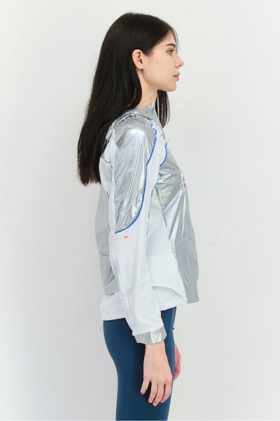 adidas Women Sportswear Fit Long Sleeve Running Jacket, Silver Combo