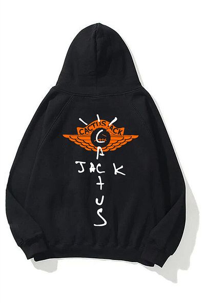 Trendiz Unisex Cactus Jack 101 Μαύρο φούτερ με κουκούλα
