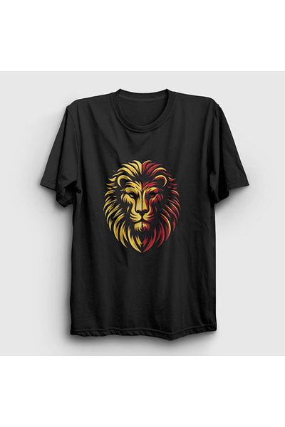 Presmono Unisex Μαύρο Λιοντάρι Κεφάλι με Λιοντάρι Κίτρινο Κόκκινο Δώρο T-Shirt 468741 ττ
