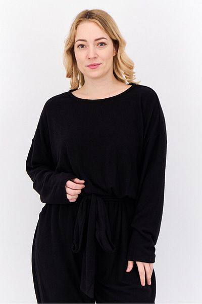 Philosophy Women Solid Long Sleeve Jumpsuit, Black