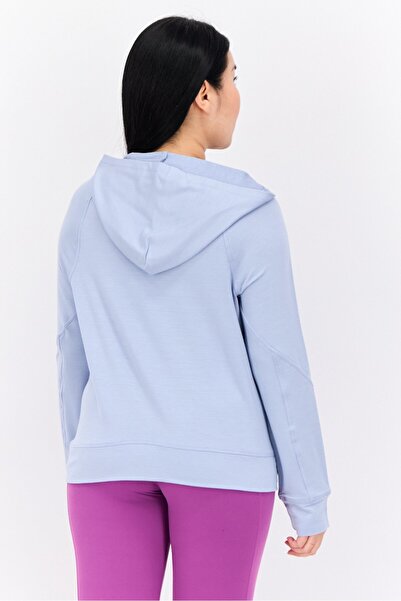 Hype Women Hooded Solid Sweatshirts, Light Blue