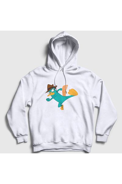 Presmono Λευκό φούτερ με κουκούλα Platypus Perry Unisex 440340 ττ
