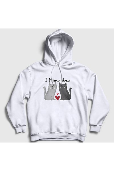 Presmono Φούτερ με κουκούλα I Meow You White Cat Unisex - 458747 ττ