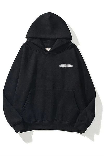Trendiz Unisex Φούτερ με κολλητική ταινία Hoodie Μαύρο