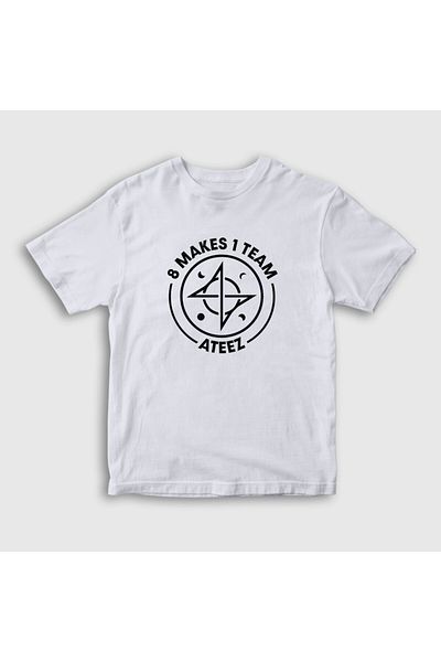 Presmono Λευκό Unisex Παιδικό T-Shirt - 8 Makes 1 Team Ateez, 430309 ττ