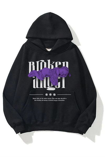 Trendiz Unisex φούτερ Broken Angel Μαύρο Hoodie