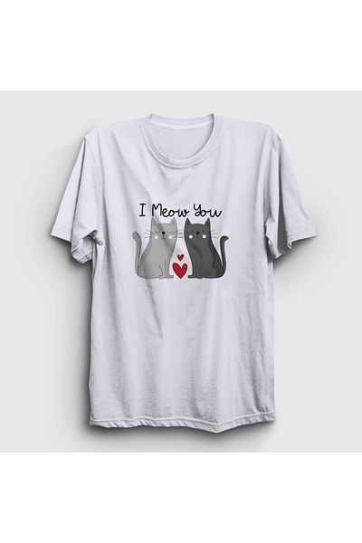 Presmono Unisex Λευκό μπλουζάκι γάτα "I Meow You" - 458690 ττ