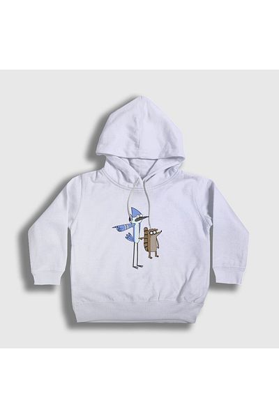 Presmono Hanorac alb cu glugă pentru copii Mordecai și Rigby unisex - 449589 tt