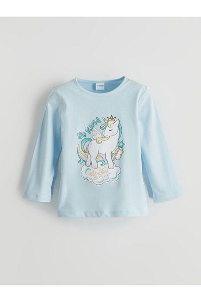 LC Waikiki Set de pijamale pentru fete cu imprimeu LCW Crew Neck