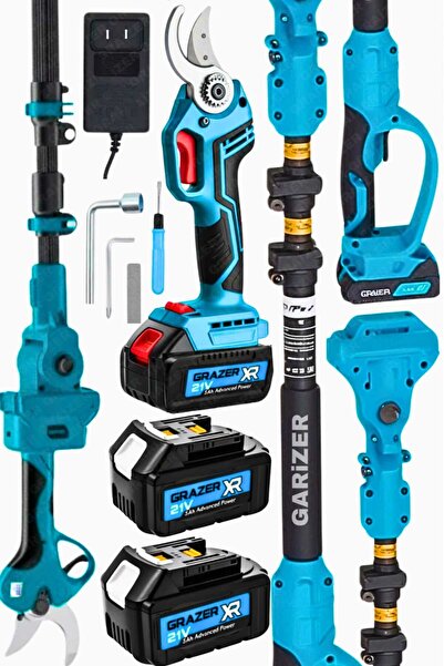 Graizer 21 V 3.0 Ah Akülü Bağ Dal Ağaç Budama Şarjlı Makası Makas Makinesi Te...