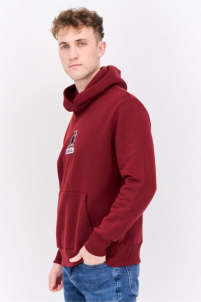 Kangol Men Hooded Embroidered Logo Long Sleeves Sweatshirt, Maroon