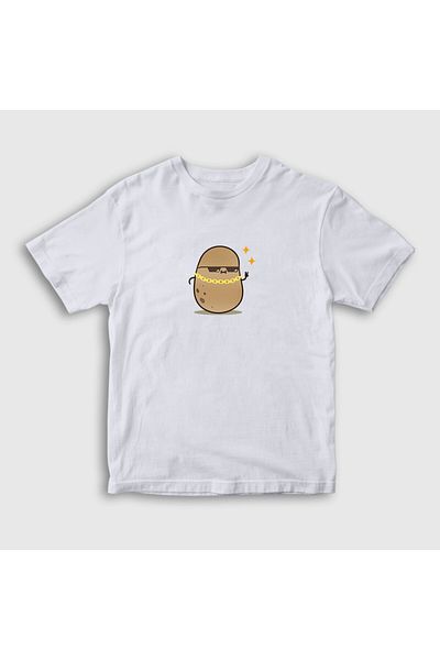 Presmono Tricou alb Hip Hop Kawaii cu cartofi drăguț - Unisex Copii 450028 tt