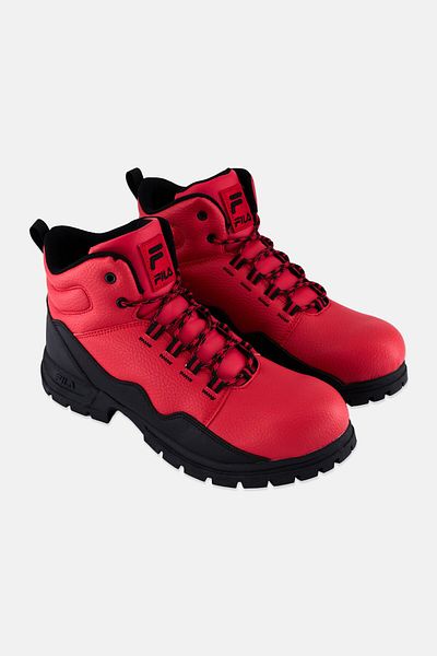 FILA Men Derail Lace Up Outdoor Boots, Red