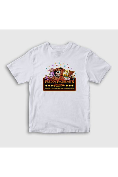 Presmono Λευκή πίτσα Fnaf Five Nights At Freddy's Unisex Παιδική μπλούζα - 471511 ττ