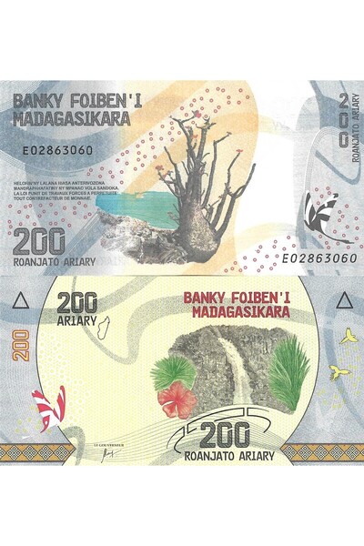 EMİR COLLECTION Madagaskar 200 Ariary Yabancı Kağıt Para ÇİL (Unc) Koleksiyon...