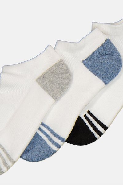 RBX Kids Boy 3 Pairs Outdoor Ankle Socks, White Combo