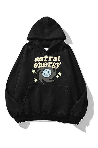 Trendiz Черен унисекс суичър с качулка Astral Energy