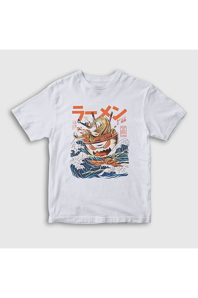 Presmono Tricou alb unisex pentru copii Ramen Off Kanagawa - 467402 tt