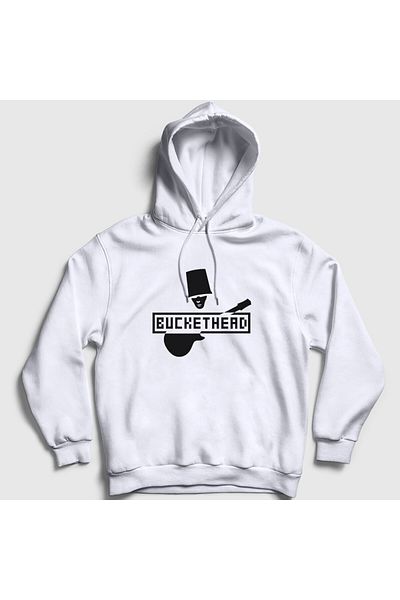 Presmono Λευκό λογότυπο Buckethead Unisex φούτερ με κουκούλα - 456569 ττ