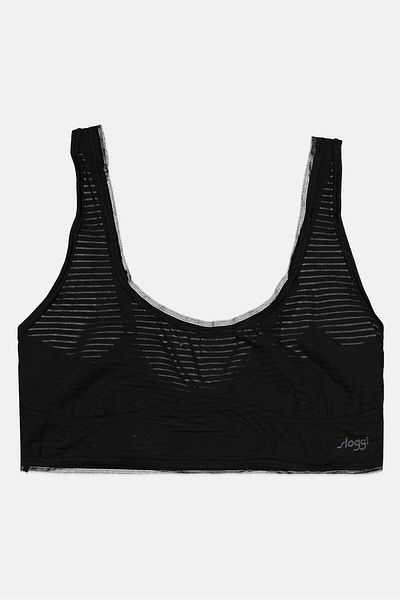 SLOGGI Women Striped Non Padded Ever Fresh Plus Top Bra, Black