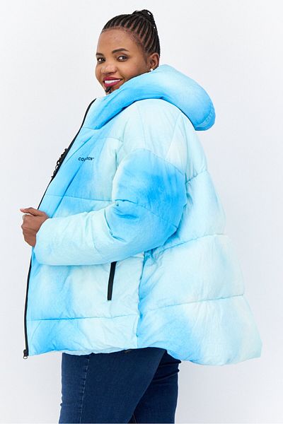 collusion Women Ombre Puffer Jacket, Sky Blue