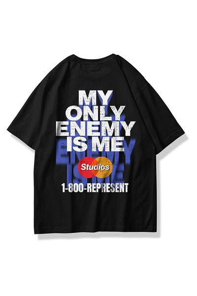Trendiz Μαύρο μπλουζάκι Unisex 'My Only Enemy is Me'