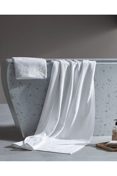Madame Coco Cataline White 100% Cotton Luxury Towel Set