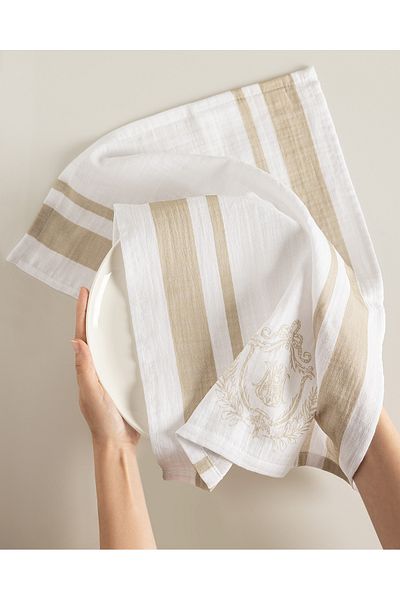 Madame Coco White/Beige Trept Muslin Drying Cloth