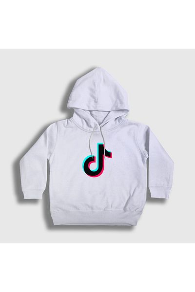Presmono Hanorac cu glugă unisex pentru copii cu logo alb - Tiktok 485897 tt