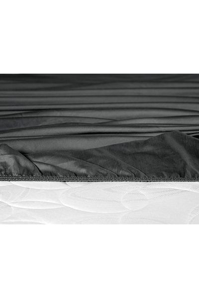 Madame Coco Ciel Single Plus Elastic Satin Bed Sheet - Dark Gray