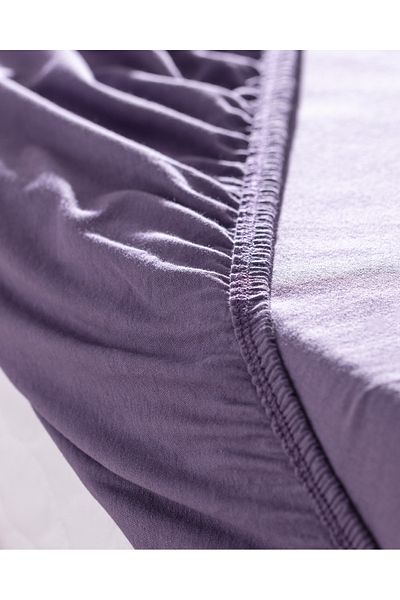 Madame Coco Valeria Double - 100% Cotton Elastic Purple Combed Bed Sheet