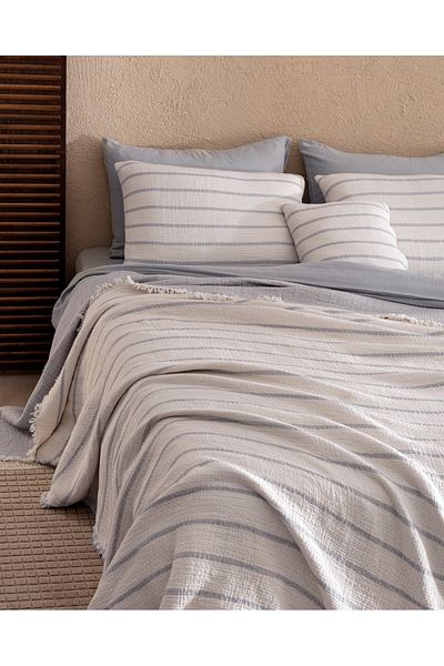 Madame Coco Marguerite 8 Piece Gray/Ecru Dowry Set