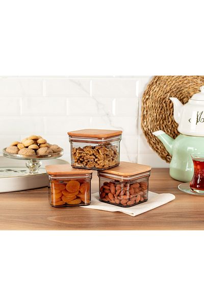 Madame Coco Kaviera 500ml Storage Container with Wooden Lid Set of 3