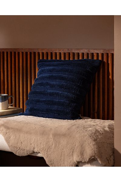 Madame Coco Bourgogne Cotton Throw Pillow Cover - Navy Blue - 45X45 cm