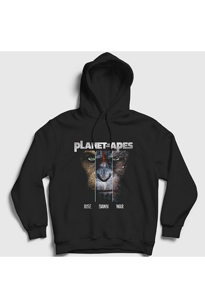 Presmono Унисекс суитшърт с качулка Planet of The Apes - черен - 481580tt