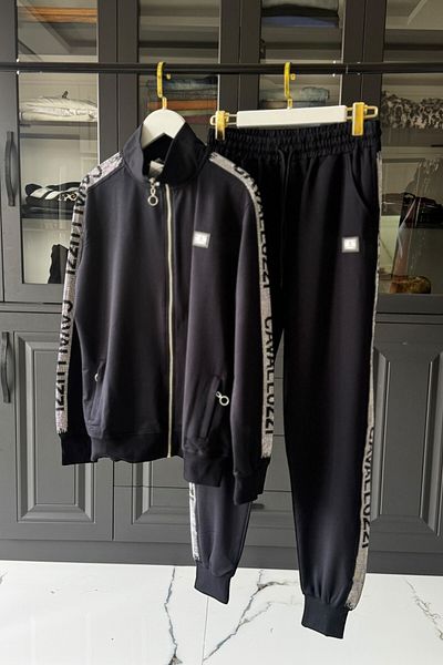 Posh Chic Large Size Tracksuit Set with Stone Detail - Meet Elegance and Comfort