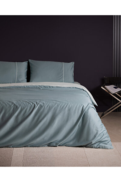 Madame Coco Danton King Size Satin-Cotton Piping Bedding Set 100% Green/Mint