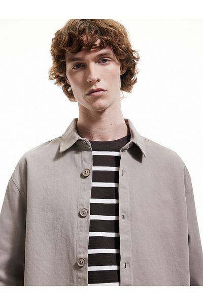 Koton Cotton Long Sleeve Regular Fit Classic Collar Buttoned Shirt Jacket