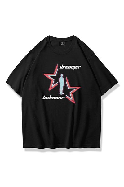 Trendiz Μπλουζάκι Unisex Dreamer Believer Μαύρο