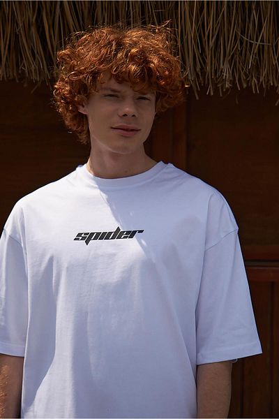 Trendiz Unisex Spider Tshirt Λευκό