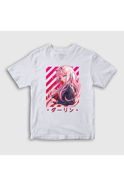 Presmono Tricou alb unisex pentru copii - Zero Two V2 Darling In The Franxx 483222 tt