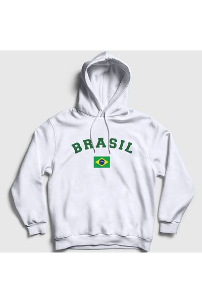 Presmono Φούτερ Brasil Brasil Brazilian Unisex με λευκή κουκούλα 479630 ττ