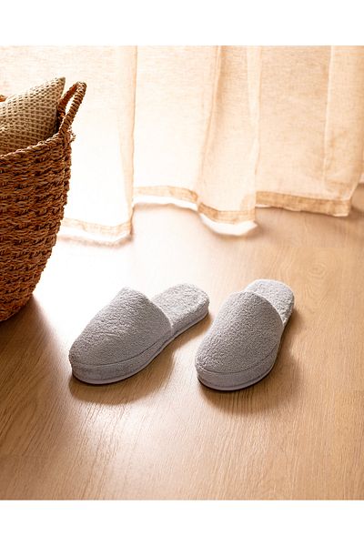 Madame Coco Coralie Gray Towel Slippers - 100% Cotton