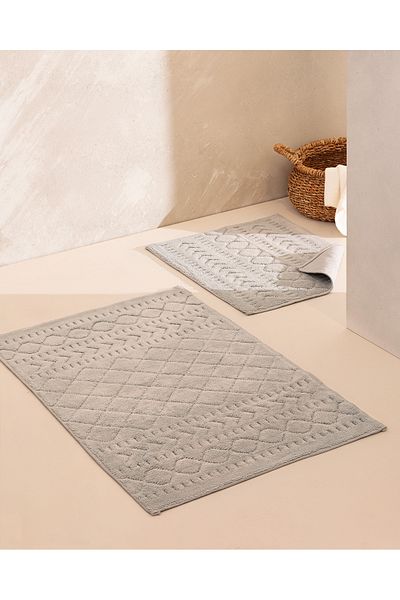 Madame Coco Panier 2-Piece Cotton Bath Mat - Gray - 60X100 cm