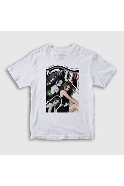 Presmono Tricou alb Sakura K Pop Le Sserafim pentru copii unisex 482189 tt
