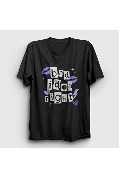 Presmono Unisex Siyah Bad Idea Right Olivia Rodrigo T-Shirt 484043tt