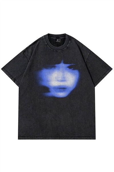 Trendiz Μπλουζάκι Unisex Girl Face Washed Anthracite
