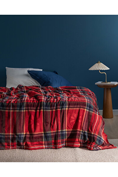 Madame Coco Delit Welsoft Baskılı Çift Kişilik Battaniye - Kırmızı