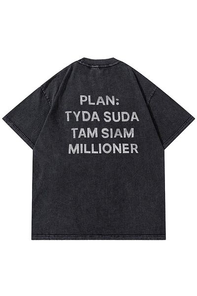 Trendiz Anthracite Unisex Plan Washable T-Shirt